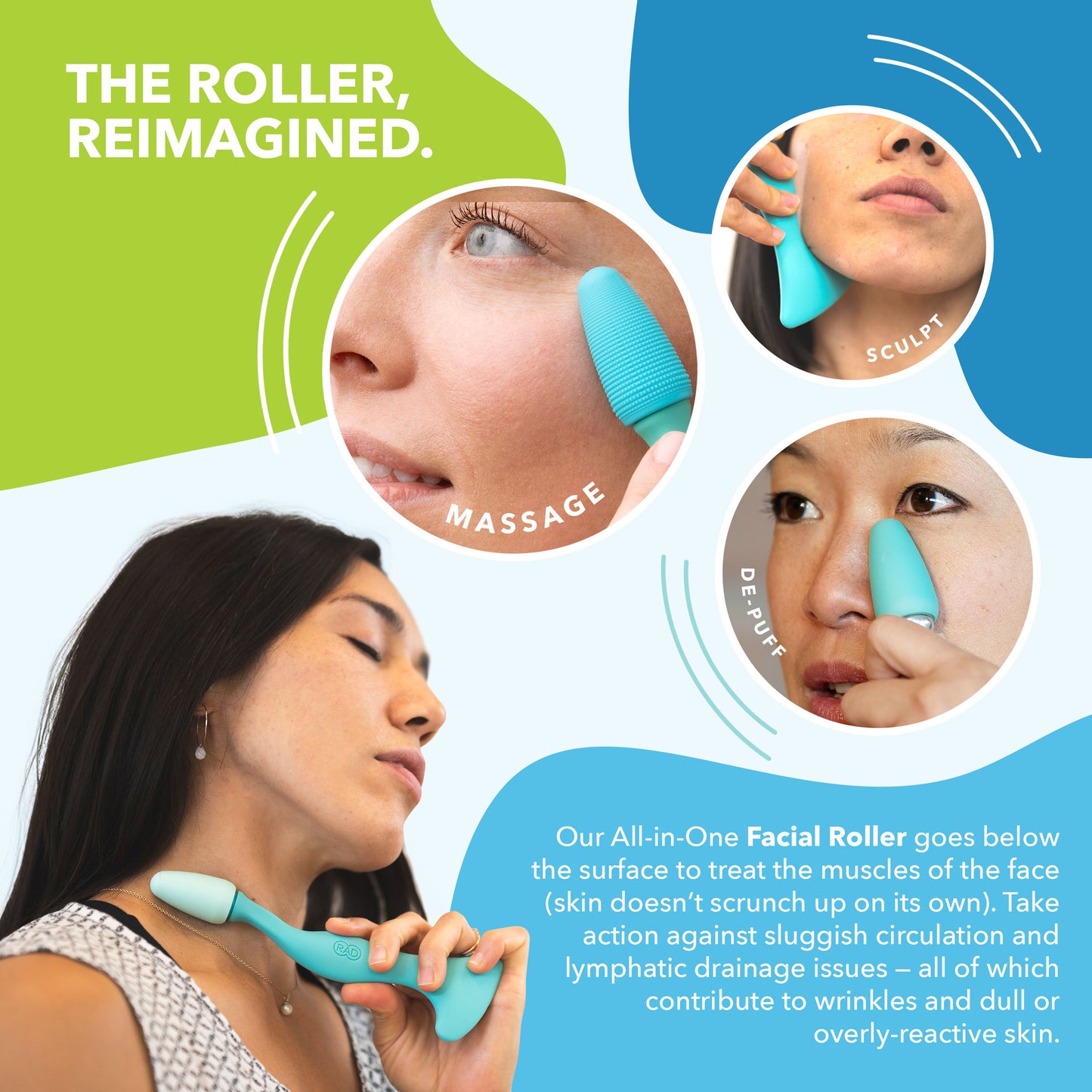 RAD Face Roller | Facial Massage Tool for Lymphatic Drainage & Skin Rejuvenation