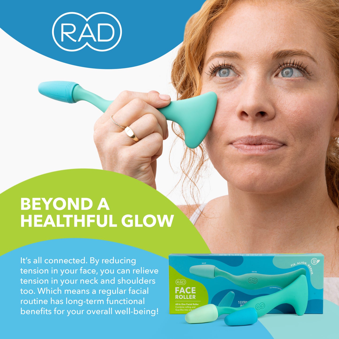 RAD Face Roller | Facial Massage Tool for Lymphatic Drainage & Skin Rejuvenation