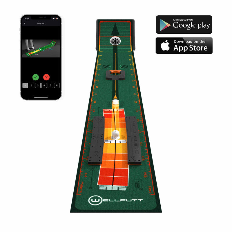 Wellputt Stroke Master 2.5M (8ft) - Compact Putting Practice Mat